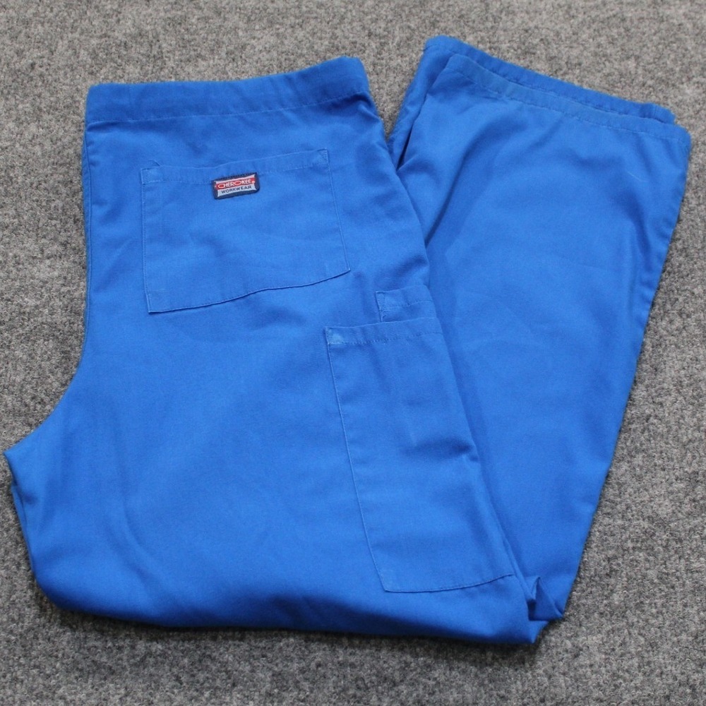 Cherokee Workwear Scrub Pants Small Blue Drawstring Cargo Pocket Medical